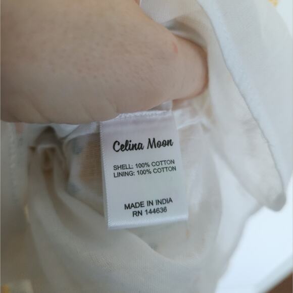 Celina Moon Belted Mini Floral Dress M Boho Romantic Cottage Farmhouse Fairy - Picture 6 of 8